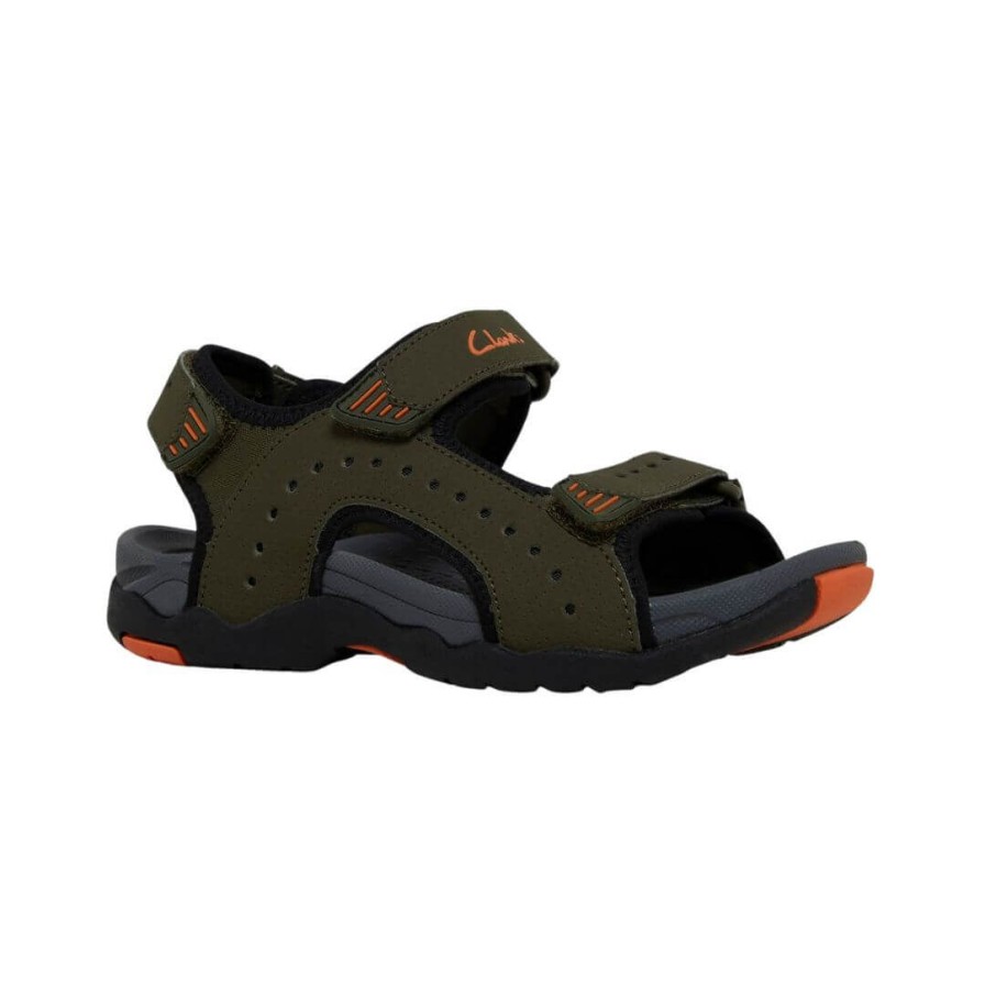 Kids CLARKS | Terry - Khaki/Black/Orange