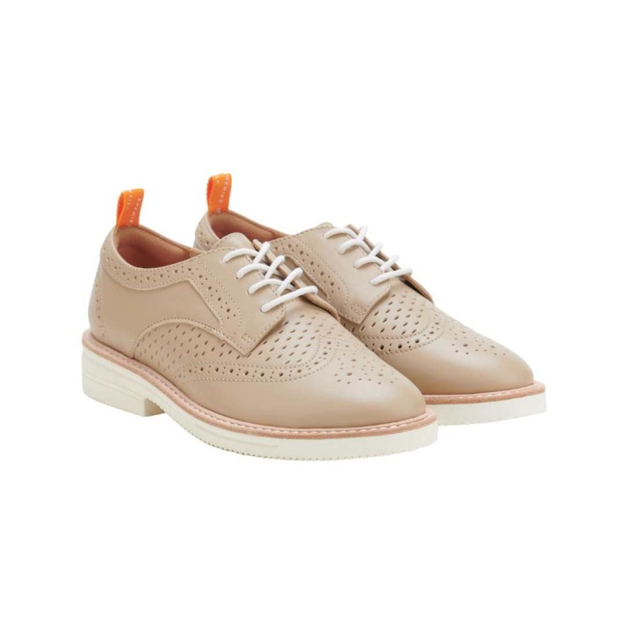 Womens ROLLIE | Derby Brogue Rise Punch Latte - Latte