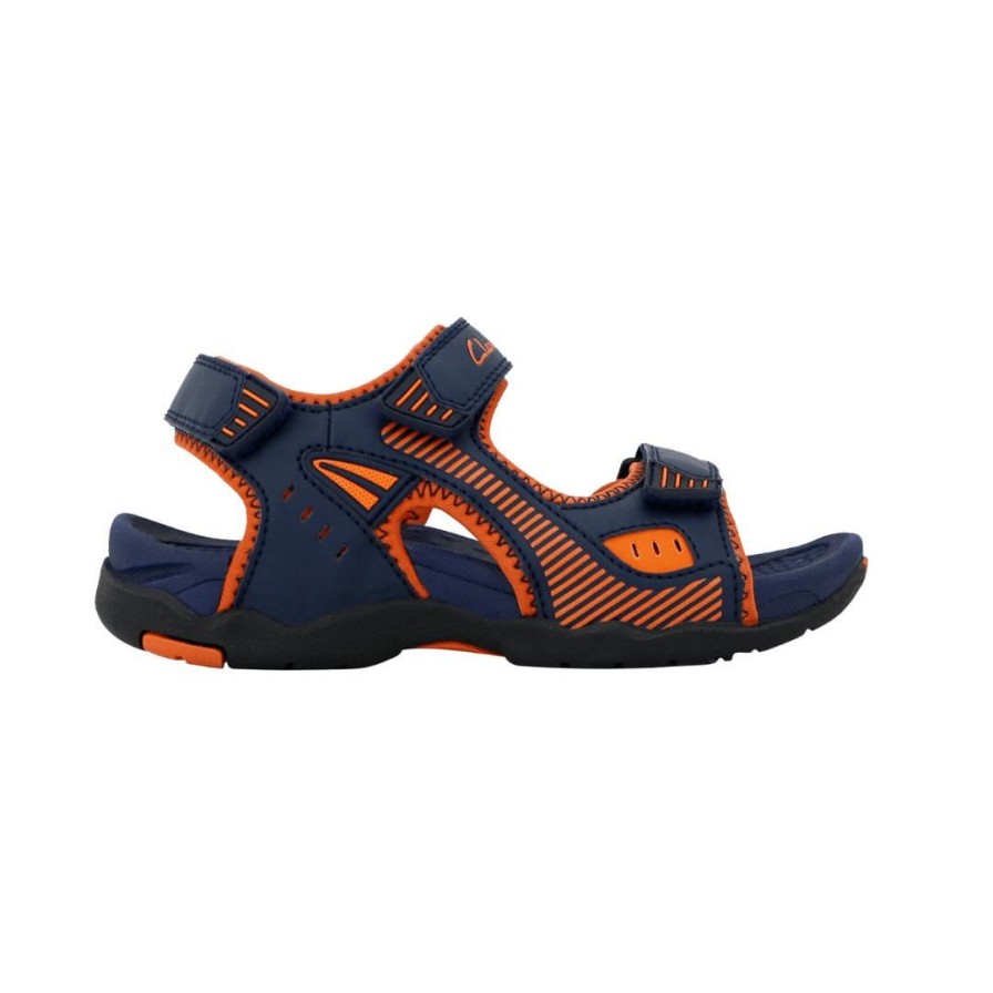 Kids CLARKS | Trick - Navy/Tangerine