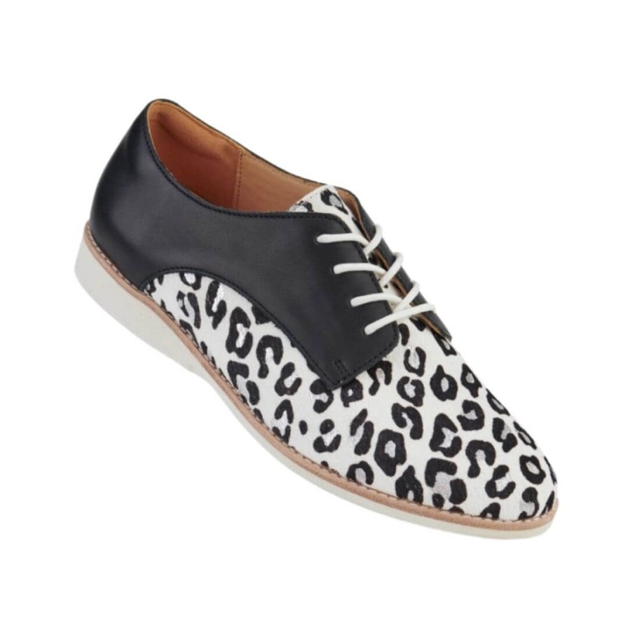 Womens ROLLIE | Derby - Silver Leopard/Black