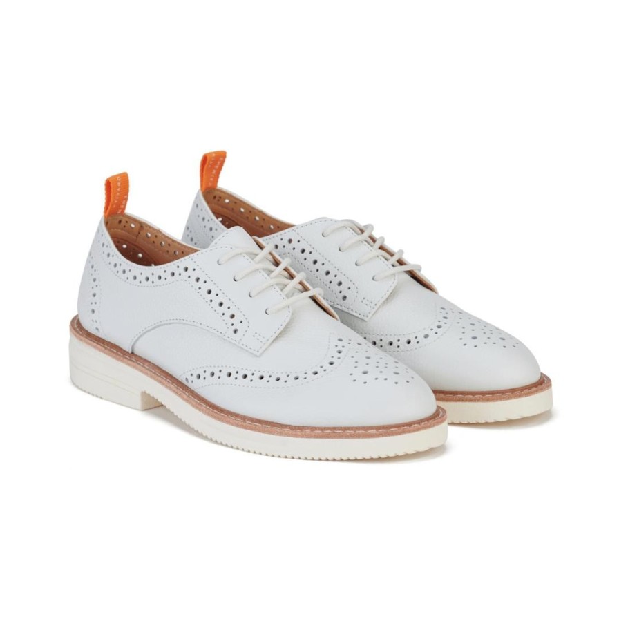 Womens ROLLIE | Derby Brogue Rise - White Tumble