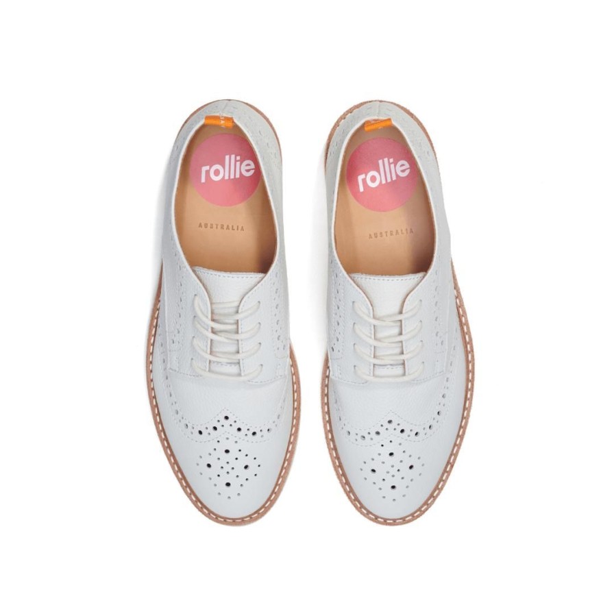 Womens ROLLIE | Derby Brogue Rise - White Tumble