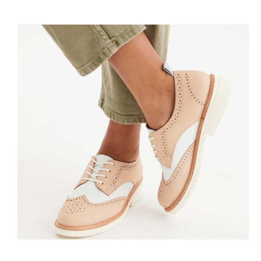 Womens ROLLIE | Derby Brogue Rise - Veg Tan/White