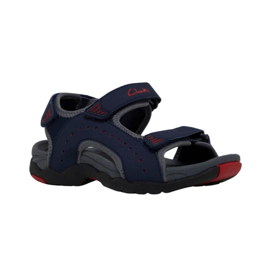 Kids CLARKS | Terry Clks - Navy/Grey/Red