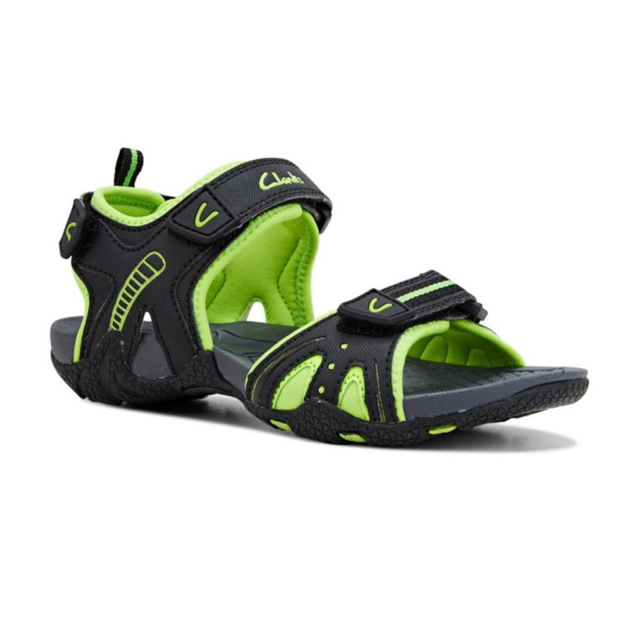 Kids CLARKS | Nail - Black/Lime